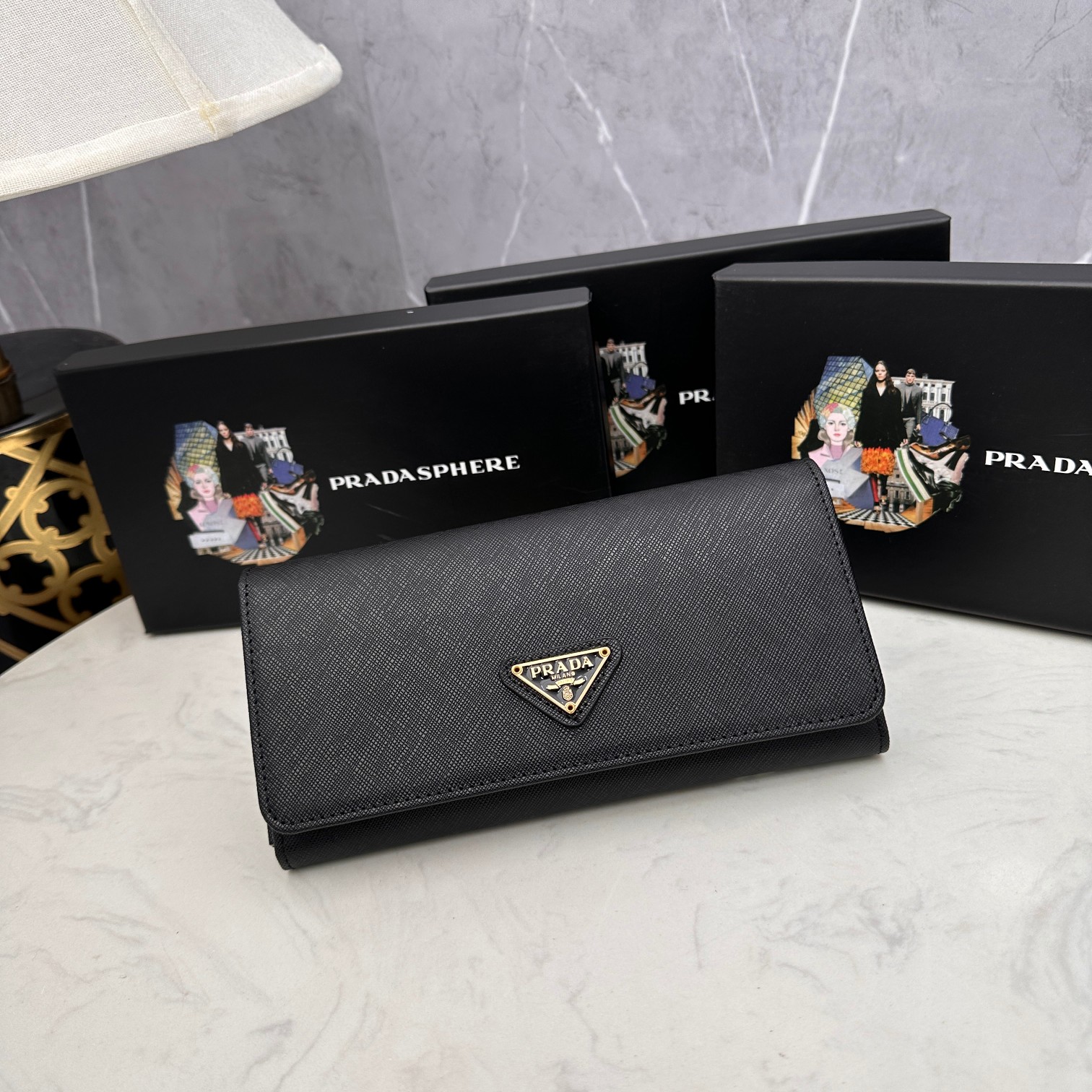 PRADA プラダ ナイロン レザー 二つ折り長財布 レディース