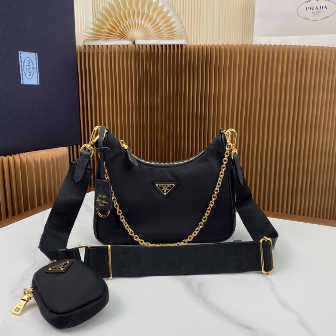 PRADA プラダ Re-Edition 2005 Re-Nylon バッグ ブラック 1BH204 R064