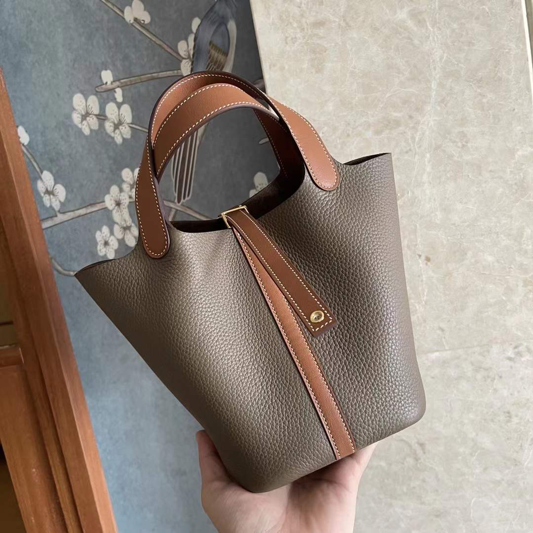 エルメス ピコタンロックPM/18 エトゥープ×ゴールド トリヨン