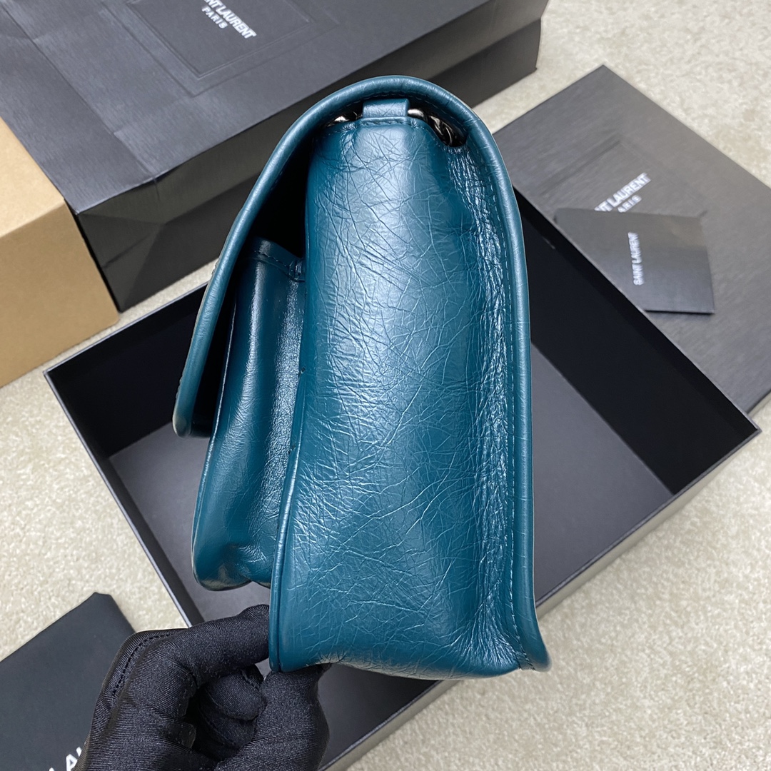 Saint Laurent ニキ ミディアム ラフィア ブルー サンローラン NIKI ニキ ミディアム チェーンショルダーバッグ ブルー