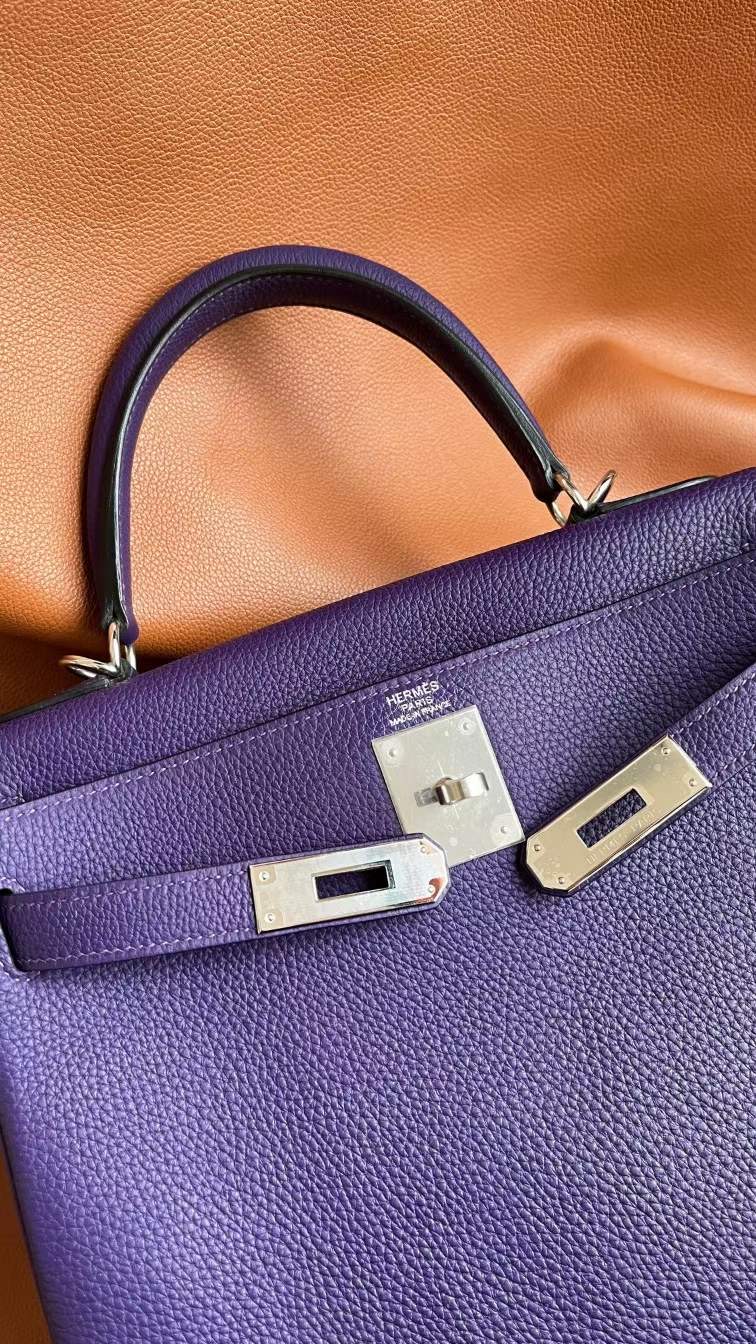 エルメス ケリー28 内縫い クロッカス トゴ シルバー金具【H品】 HERMES Kelly28 Crocus(9W) Togo Silver Buckle - 画像 (12)