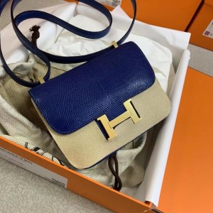 エルメス　コンスタンスミニ　ブルーサフィール　リザード　ゴールド金具　ショルダーバッグ 【新品】　HERMES Constance mini Blue Saphir(73) Lizard Gold Buckle【NEW】