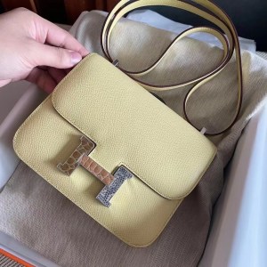 エルメス　コンスタンスミニ　ジョーヌプッサン　ヴォーエプソン　シルバー金具　ショルダーバッグ 【新品】　HERMES Constance mini Jaune poussin(1Z) epsom Silver Buckle
