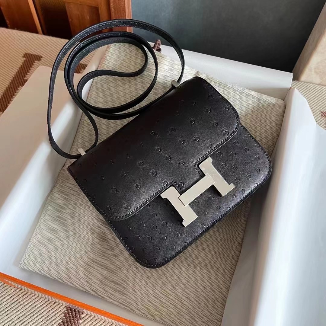 エルメス コンスタンスミニ 黒 ブラック オーストリッチ