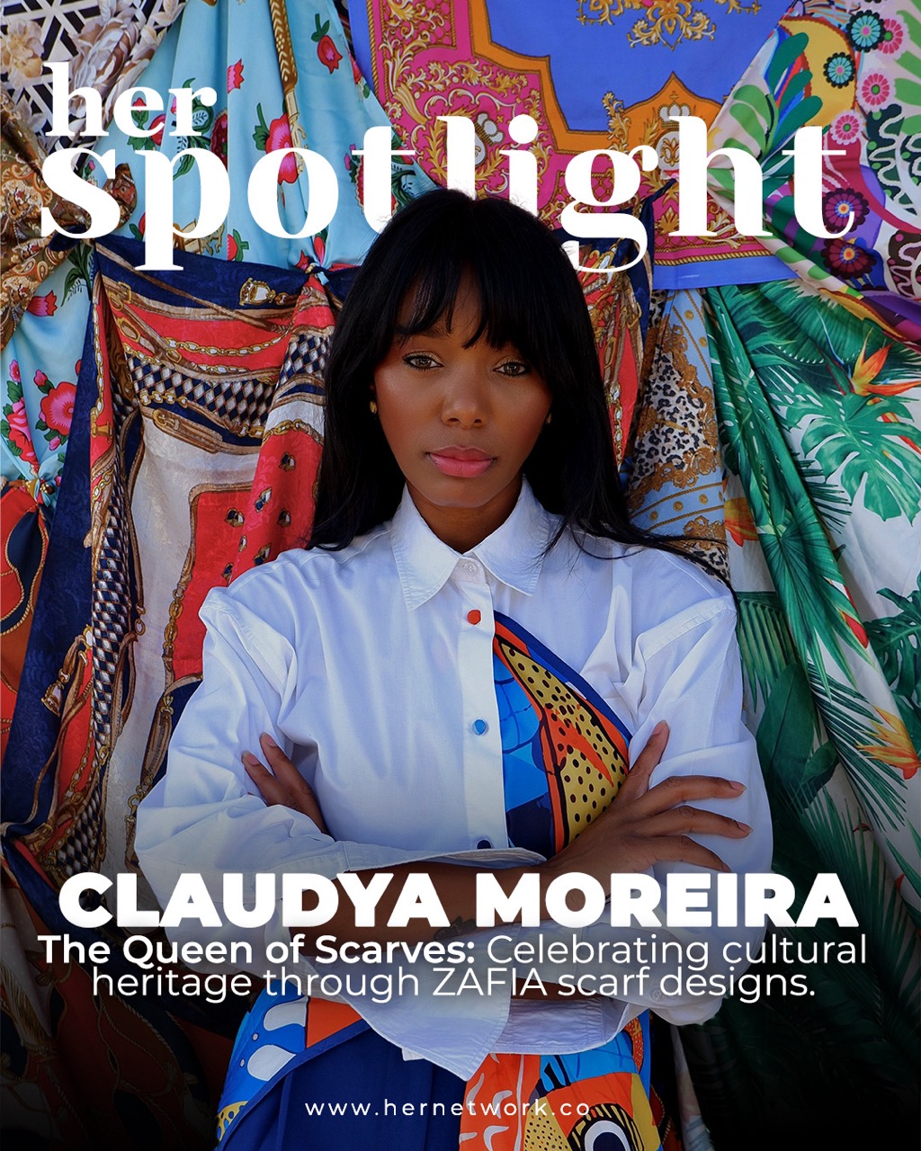 Claudya Moreira: Celebrating cultural heritage through ZAFIA scarf designs.