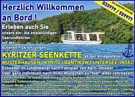 Fahrgastschifffahrt Wusterhausen/Dosse - Kyritzer Seenkette