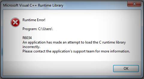 Microsoft Visual C ++ Runtime Library Error