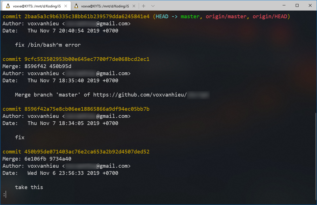 Default git log command