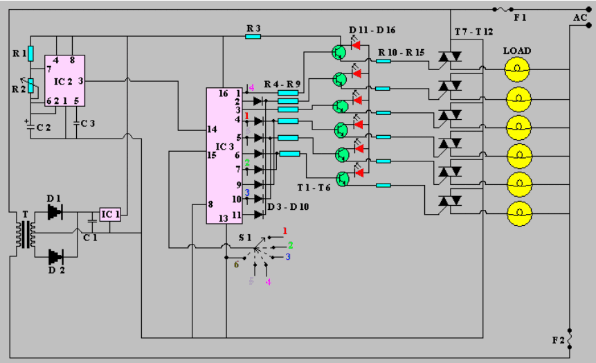 Running led smd ic 555 ic cd4017 led berjalan belum dirakit. How To Build 6 Channel Auto Reverse Sequential Disco Running Lights Circuit Diagram