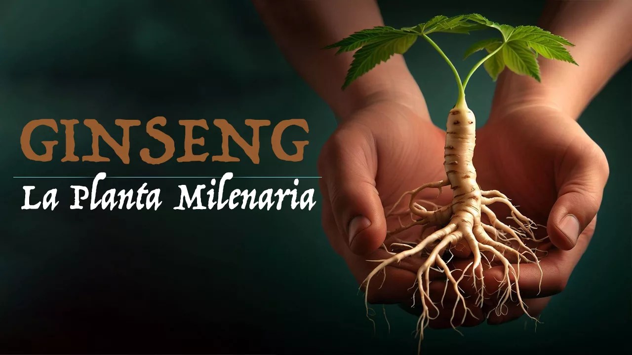 titulo con unas manos sosteniendo una raiz de ginseng con forma humana