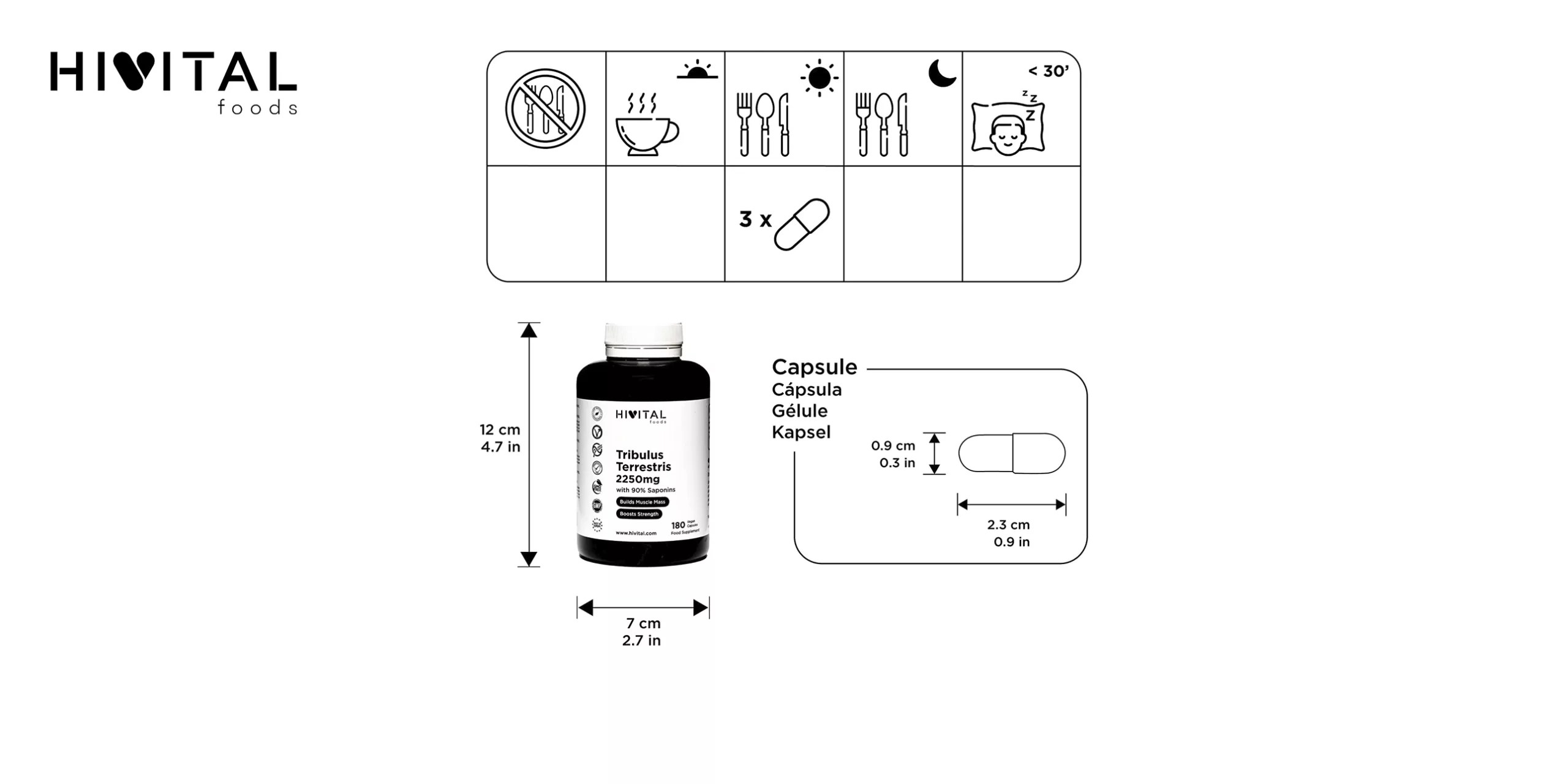 HIVITAL FOODS Tribulus Terrestris 2250 mg | 180 cápsulas veganas