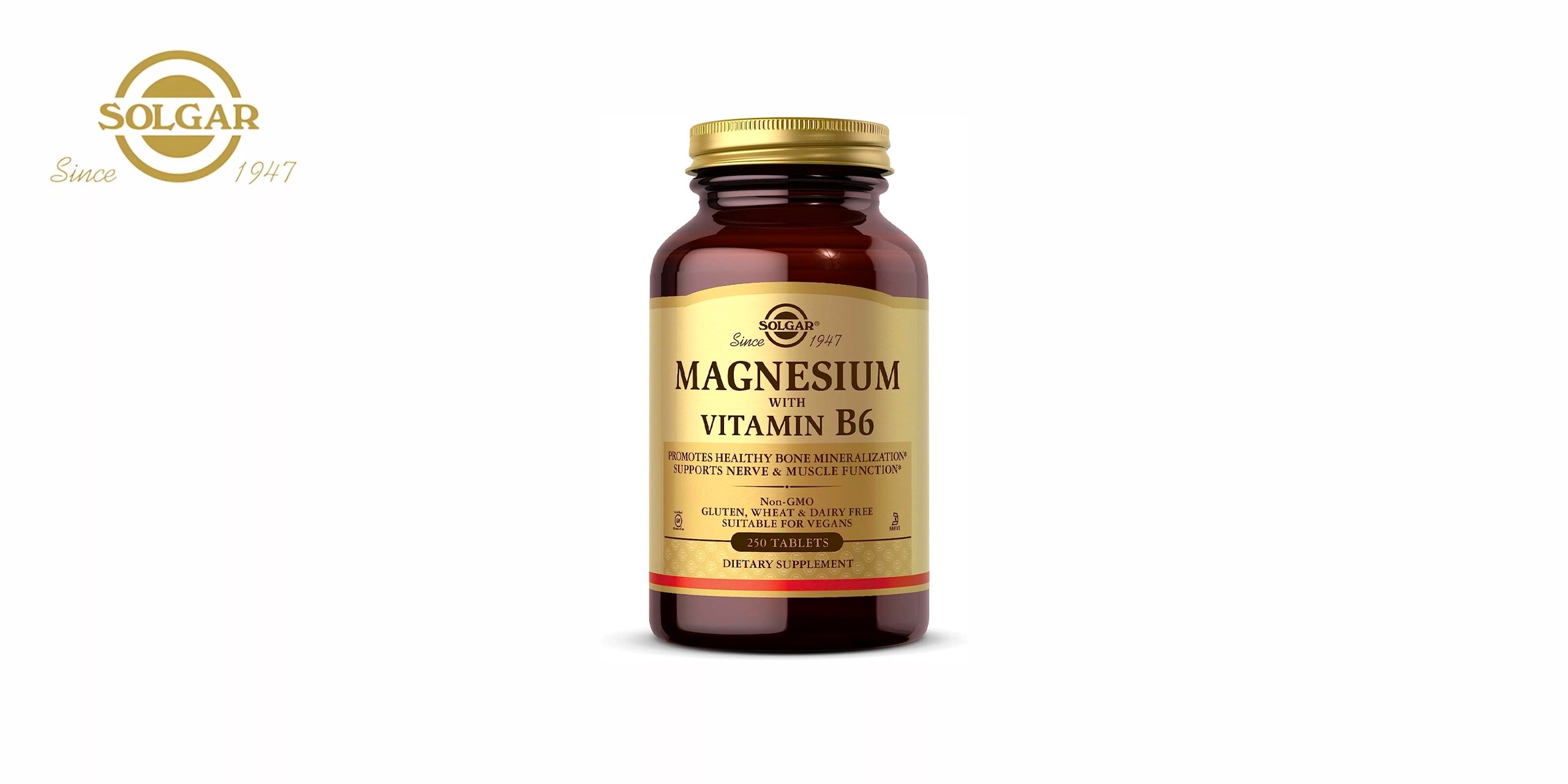 Bote de color ambar de magnesio + b6 de solgar