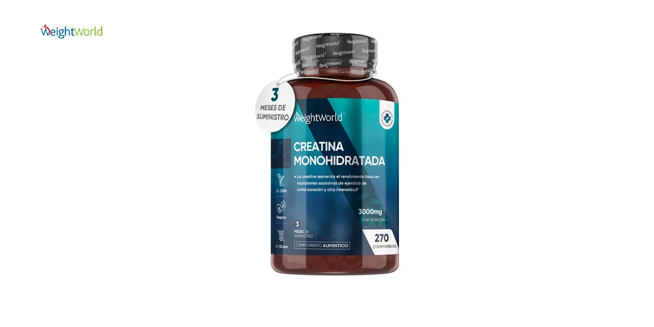 Creatina Monohidratada Pura 3000mg 270 Comprimidos - Suplemento Deportivo Vegano Sin Sabor Para 3 Meses de Suministro, Incrementa Resistencia, Potencia los Efectos de los Entrenamientos y el Deporte