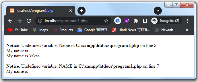 Php First Program Running Tutorial In Hindi 4 Case Sensitivity In Php by crackexam