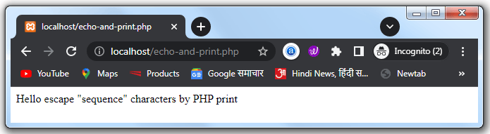 Php Echo And Print Excellent Tutorial In Hindi 7 PHP Print: printing escaping characters