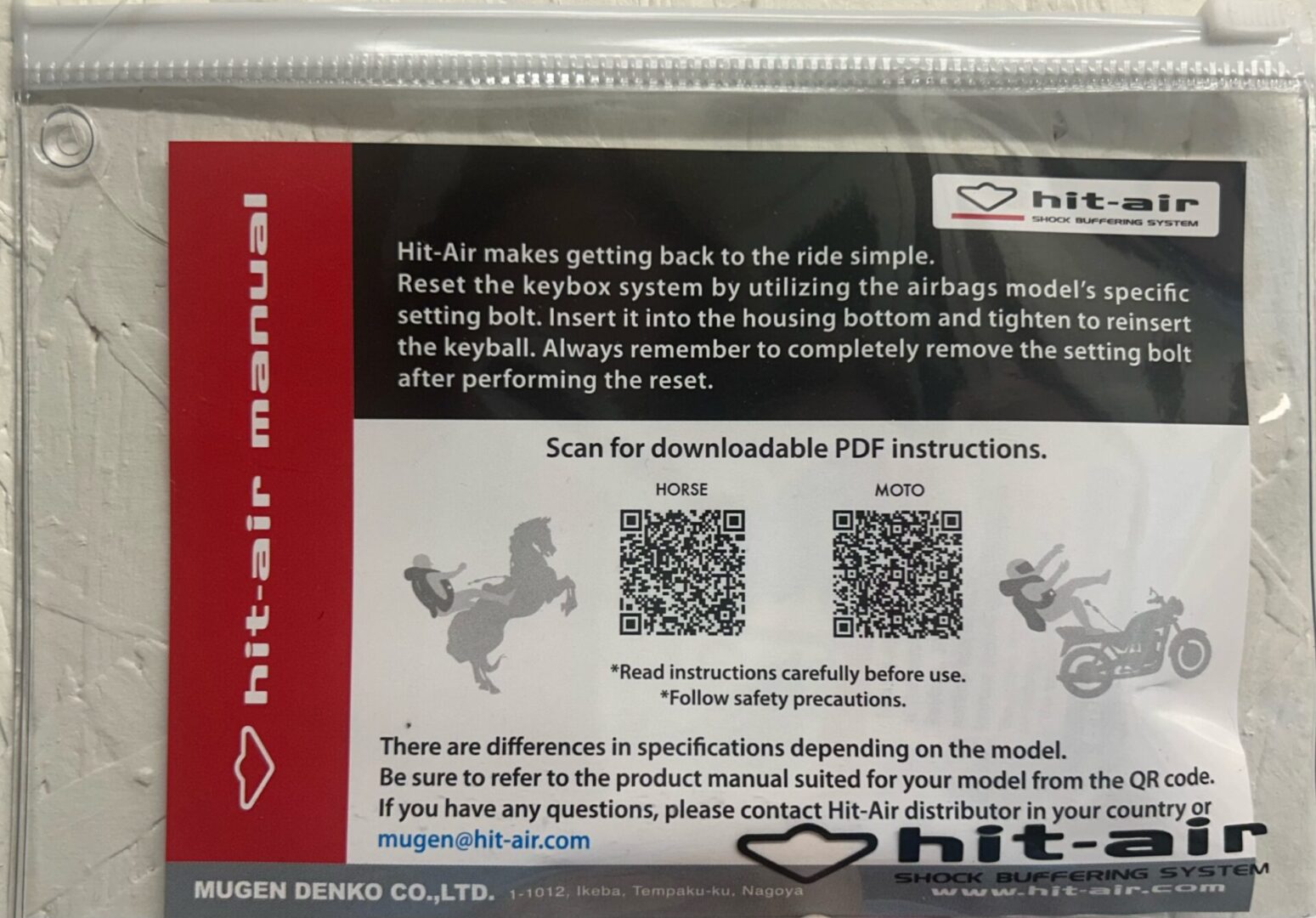 Hit-air vest tool kit and directions