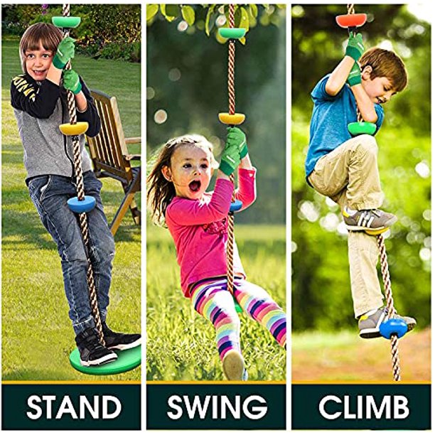 Basein Climbing Rope Tree Swing with Platforms and Disc Swing Seat Outdoor Playground Swing