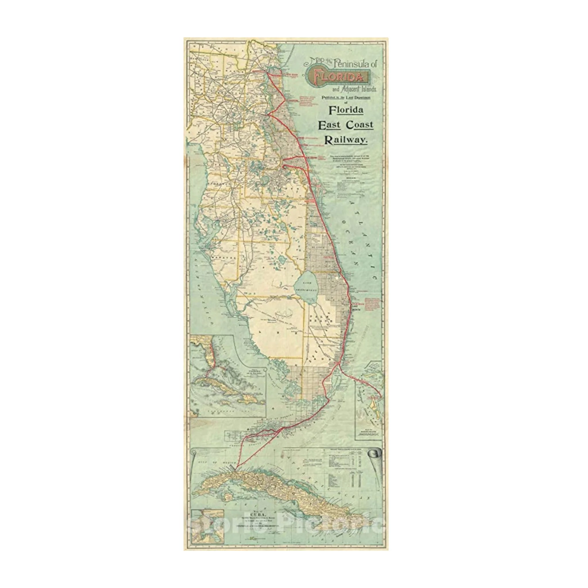 Florida East Coast Railway Map Of Florida And Adjacent Islands Mapfinal 