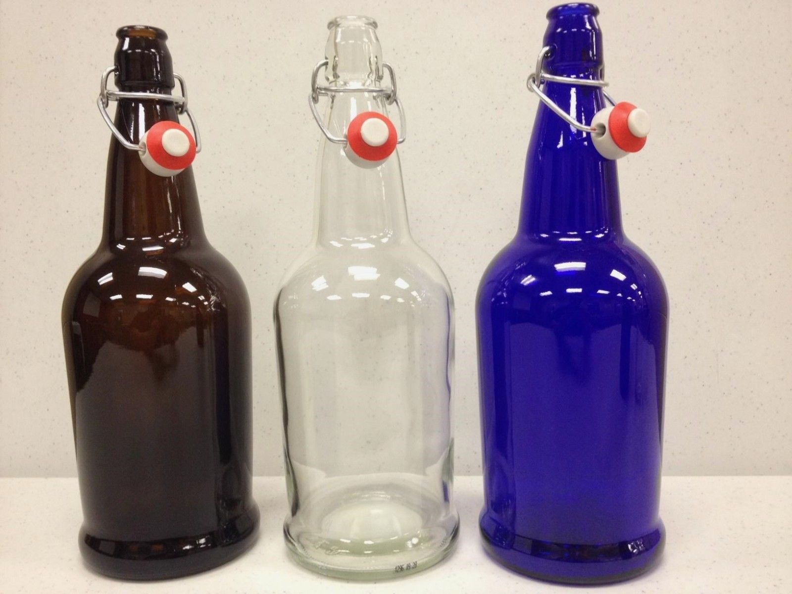 BEER BOTTLES 1 LITER 12 BLUE EZ-CAP GLASS SWING TOPS FULL CASE