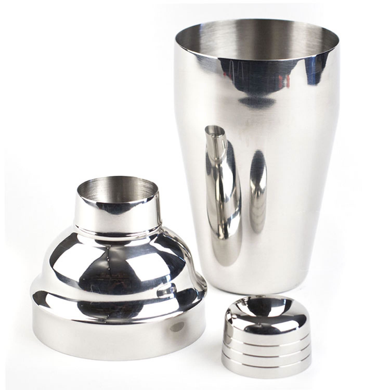 COCKTAIL SHAKER Mirrored Steel 500ml Bar Shaker with Built-in Strainer and Shot Glass Krome C161 - Hobby Homebrew