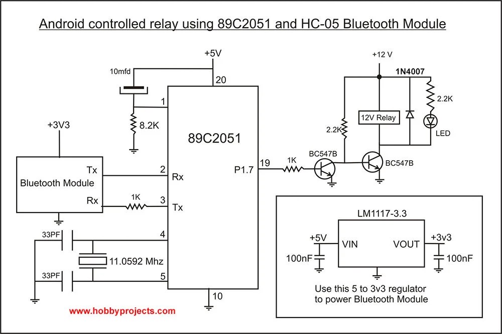 Android Bluetooth Remote Controlled Relay Project Using 8051 89c2051 Microcontroller And Hc 05 Module