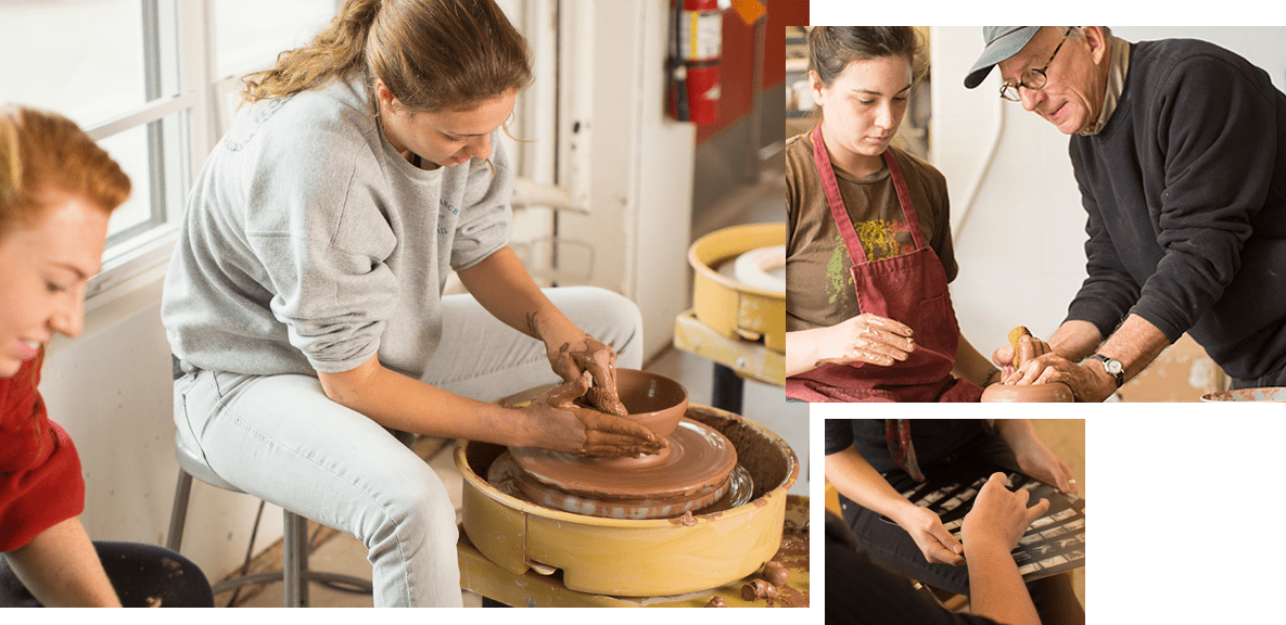 students in art class