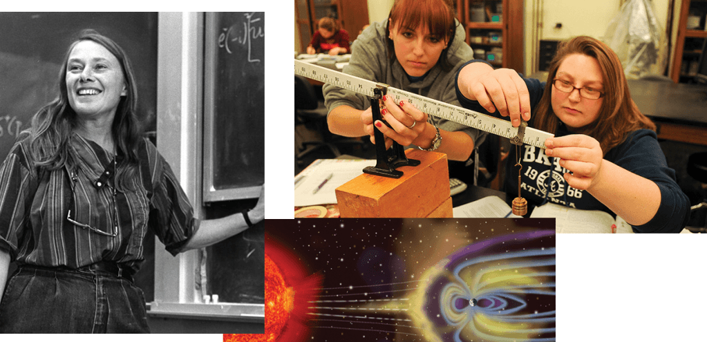 Photo collage for Hollins University Physics department - Mary Gaillard '60