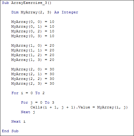 Multidimensional arrays · declaring two dimensional arrays · example, sum each row and each column · arrays beyond two dimensions · example, declare a 3d array and . Excel Vba Programming Multidimensional Arrays