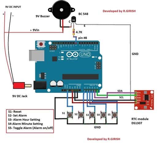 Digital Alarm Clock Circuit Using Arduino And Real Time Module