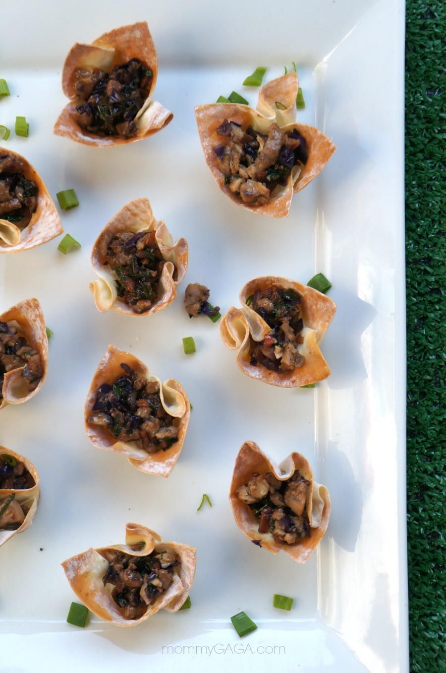 Game Day Appetizers: Thai Chicken Mini Wonton Cups