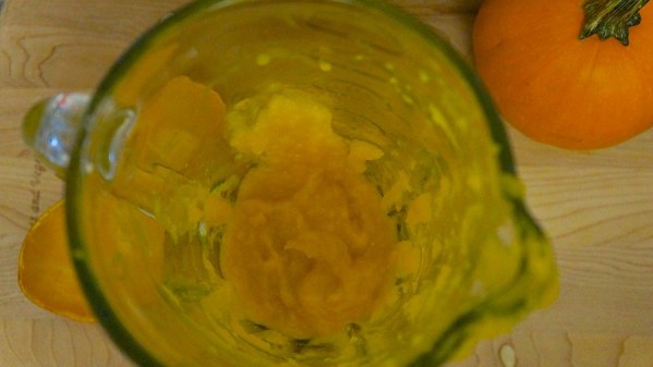 Pumpkin puree inside the blender