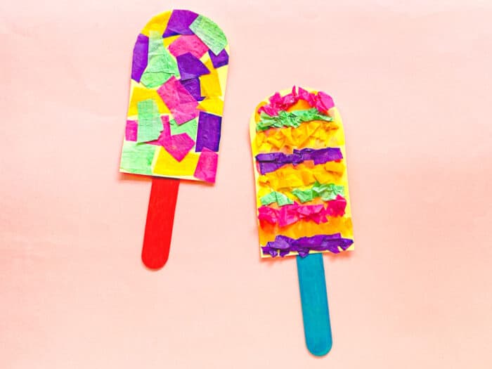 Summer popsicle craft for kids tissue paper