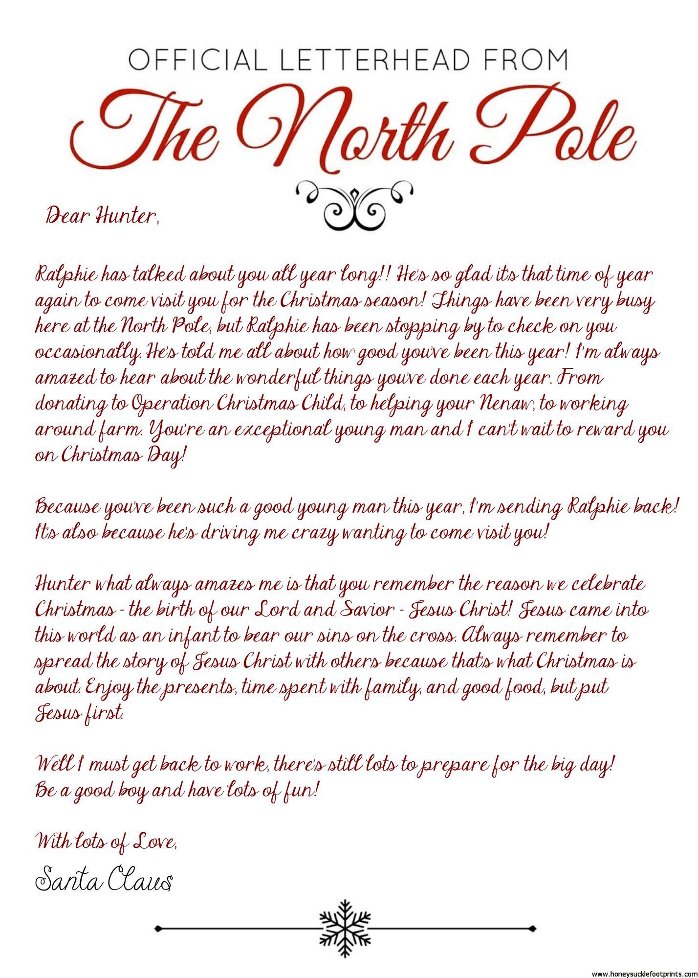 Elf On The Shelf Letter From Santa Printable