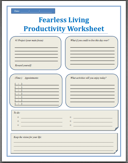 Self improvement worksheets