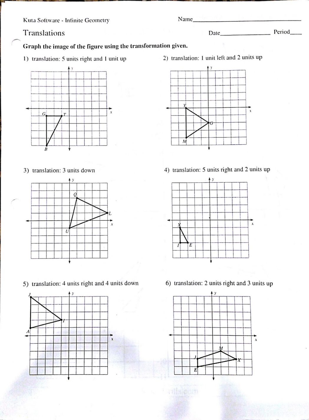 Glide reflection worksheets