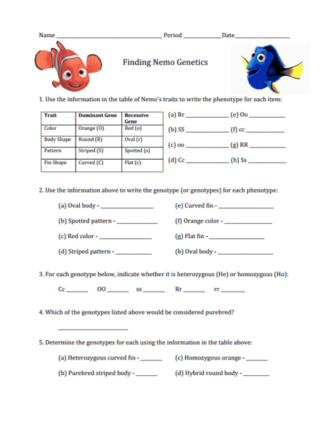 Finding nemo worksheet 839556