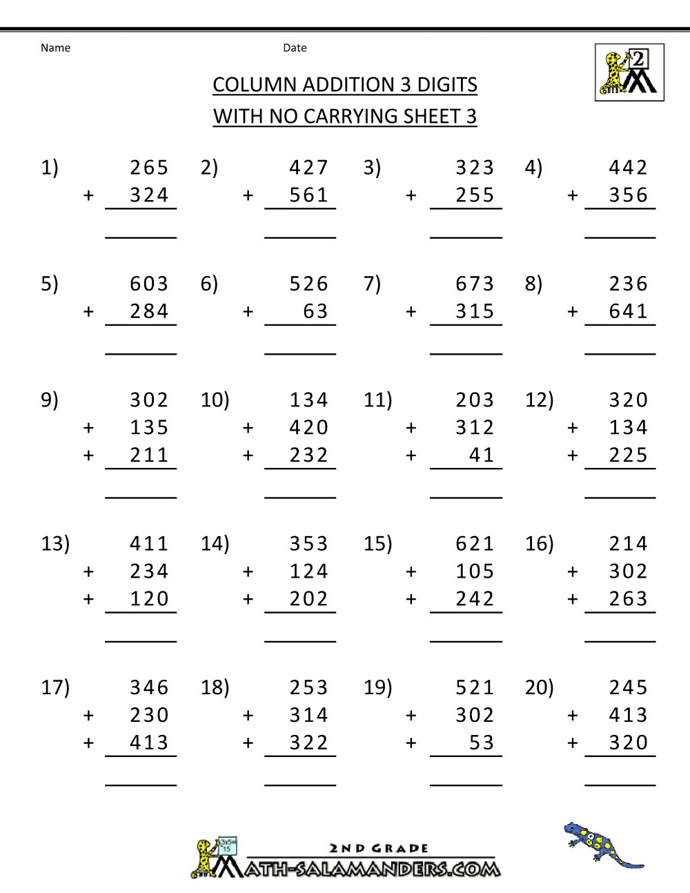 Grade 3 math printable worksheets