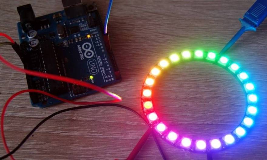 Interfacing NeoPixel LED Strip WS2812B with Arduino for Rainbow Color