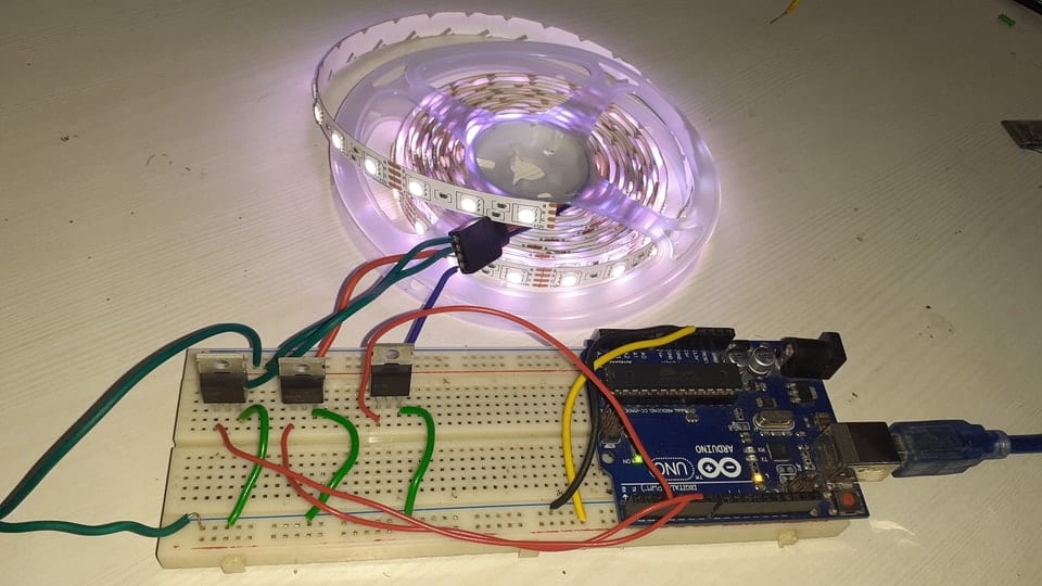 Interfacing RGB LED Strip with Arduino with Fade & Color Effect
