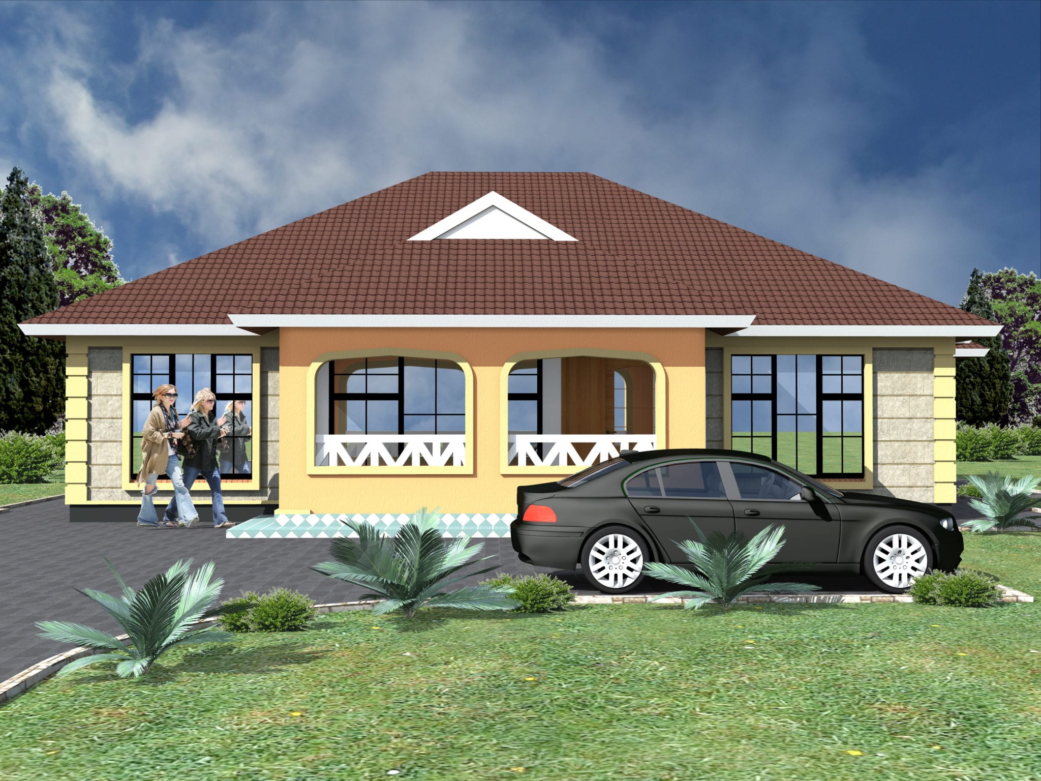 Beautiful 3 Bedroom House Design Southern Houses 3-Bedroom ...