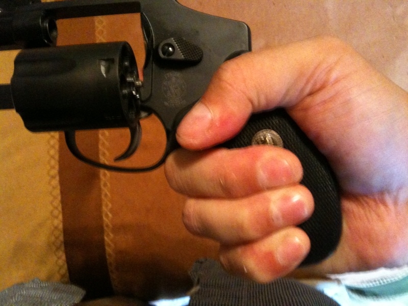 442 with Pachmayr Compac grips, in hand.