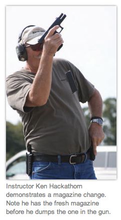 Ken Hackathorn reload. Photo from an article printed in USCCA website/magazine, authored by James Yeager.