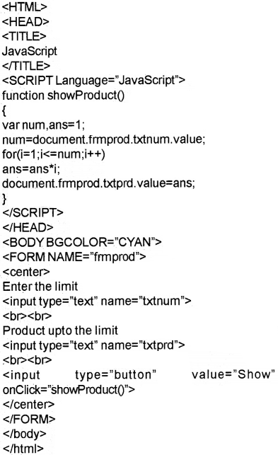 Plus Two Computer Science Chapter Wise Previous Questions Chapter 6 Client-Side Scripting Using JavaScript 10