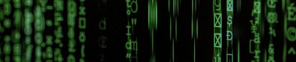 Abstract green matrix code background with binary style.