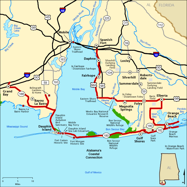Map Of Alabama Florida Coastline Alabama Gulf Coast Alabamas Coastal Connection Map 