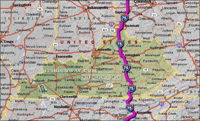 I 75 Kentucky Map Interstate 75 Kentucky Map 