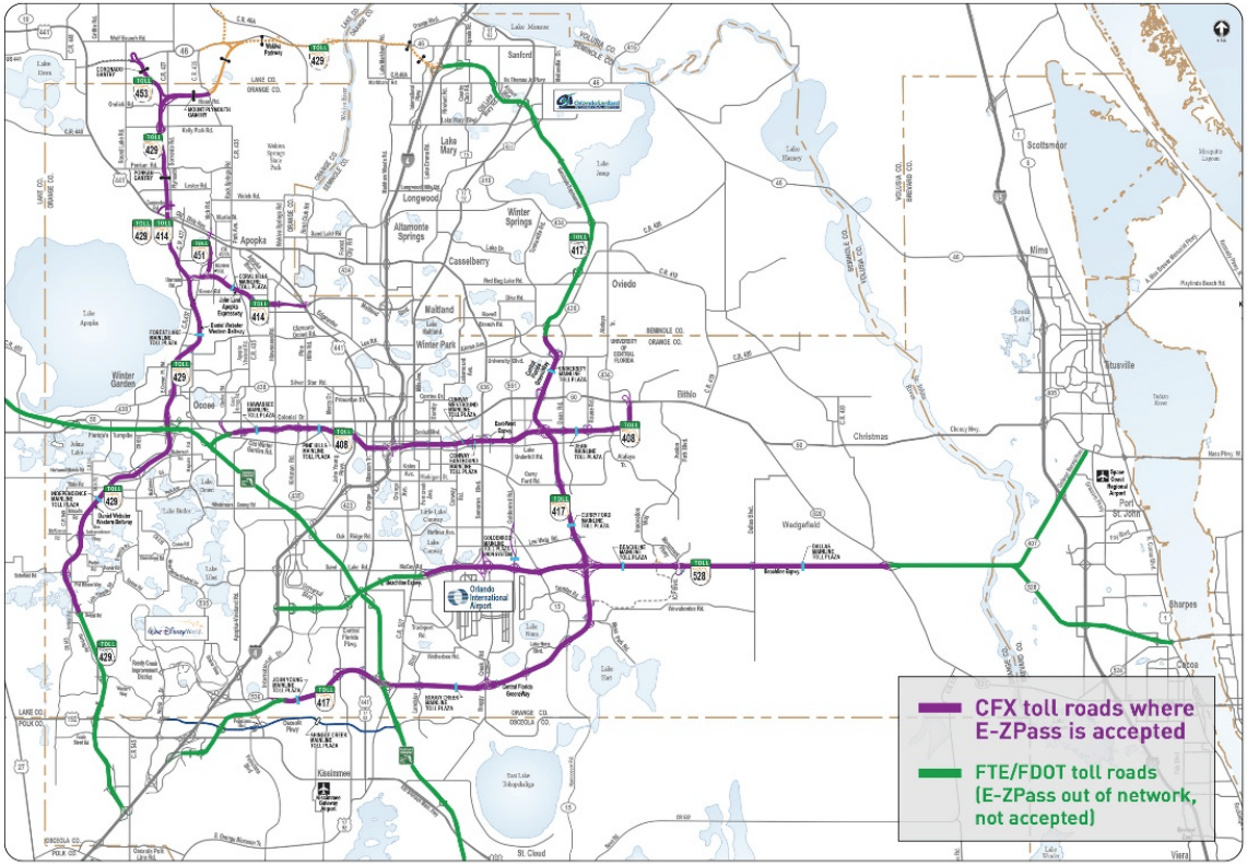 Map Of I 75 Florida Cfx Ezpass Map 