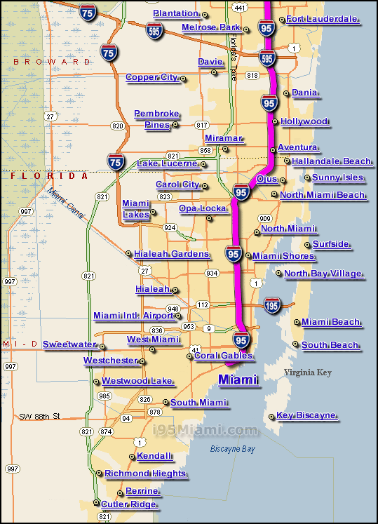 Map Florida Highways At Alyssa Wekey Blog I 95 Miami Map 