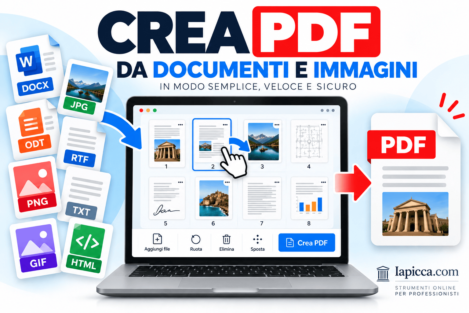 Crea PDF da documenti e immagini