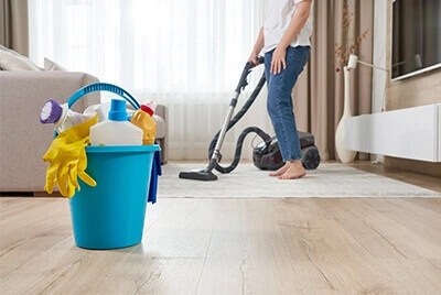 House cleaning services in action with professional cleaners